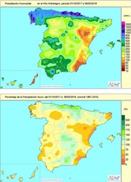 Lluvias en España hasta el 6 de marzo de 2018