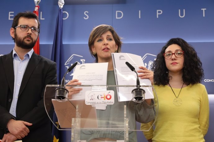 Rueda de prensa de diputados Mayoral, Yolanda Díaz, Aina Vidal e Ignasi Candela