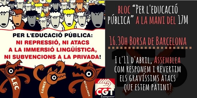 Cartell CGT Ensenyament per a la manifestació 17