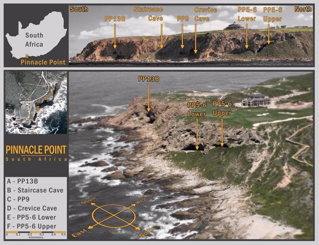 Cuevas habitadas hace 74.000 años en Pinnacle Point