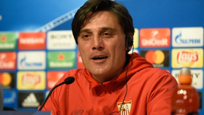 El entrenador del Sevilla FC, Vicenzo Montella, antes de la Champions