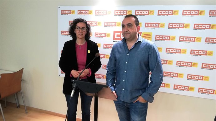 La líder de ERC Marta Rovira, el de CC.OO. Catalunya Javier Pacheco
