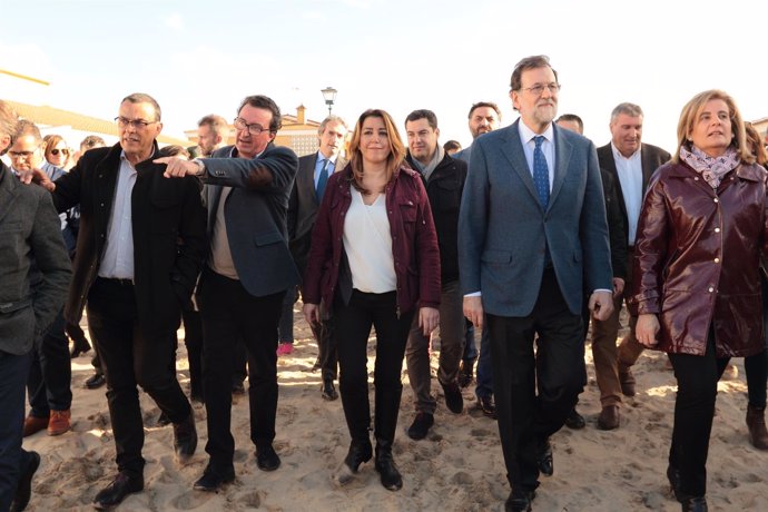 Mariano Rajoy y Susana Díaz visitan la zona afectada por el temporal en Huelva