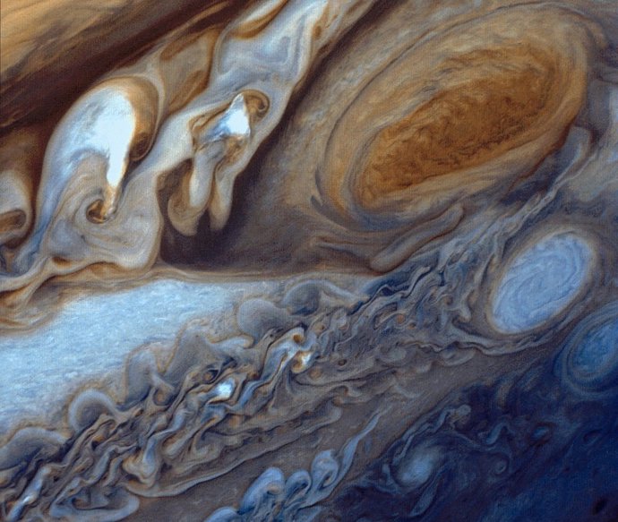 La Gran Mancha Roja de Júpiter, visto desde Voyager 1