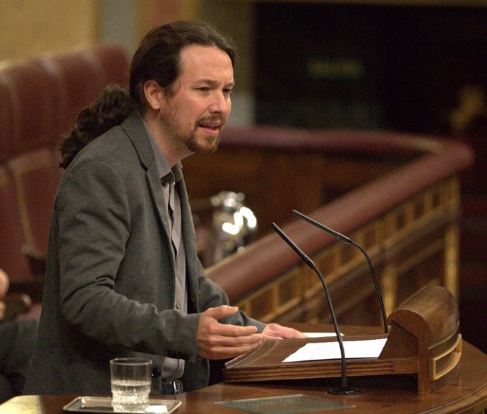 Pablo Iglesias intervé en el ple del Congrés sobre les pensions
