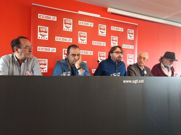 Javier Pacheco (CCOO) i Camil Ros (UGT)