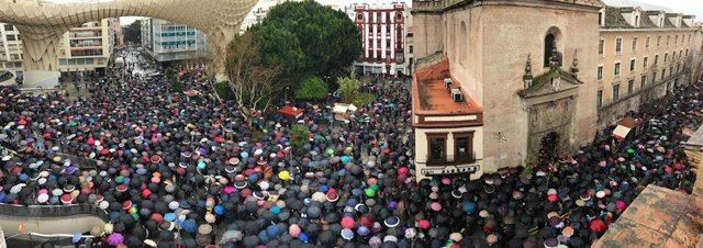 Manifestantes en Sevilla por las pensiones dignas