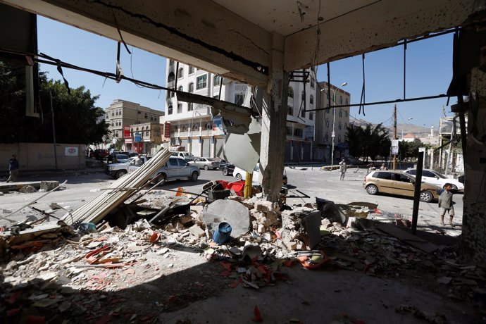Edificio destruido en Saná