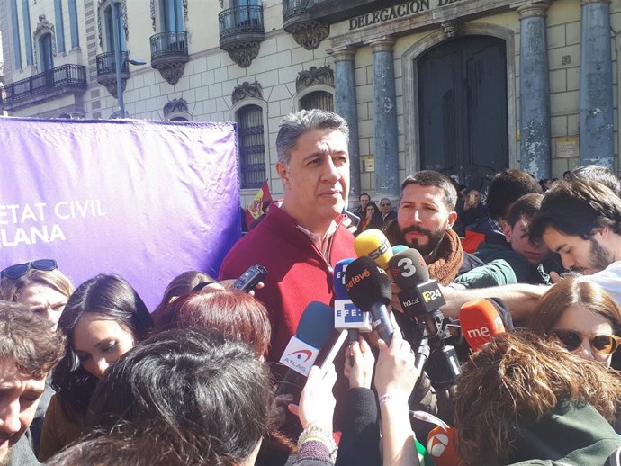 X. Garcia Albiol en declaraciones a los medios antes de la manifestación