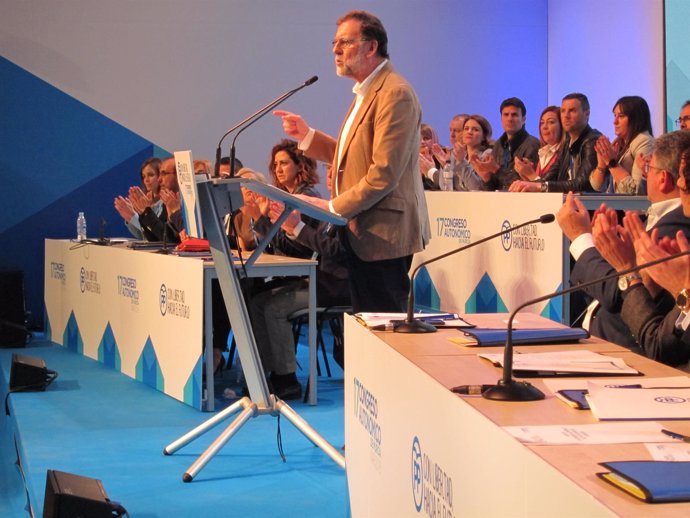 El presidente del PP nacional, Mariano Rajoy, en el Congreso del PPRM      