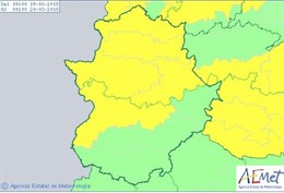 Avisos en Extremadura por nieve y viento.