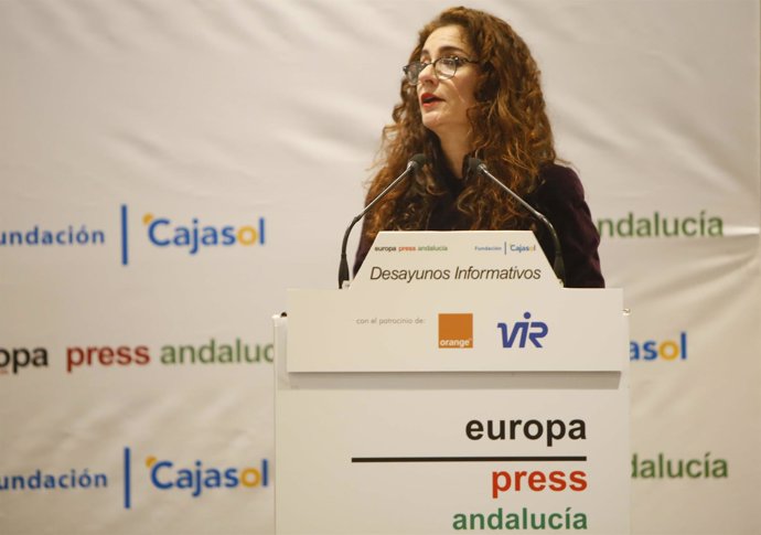 La consejera de Hacienda, María Jesús Montero, en los desayunos de Europa Press