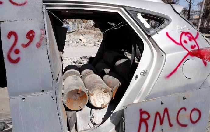 Bombas dentro de un vehículo utilizado por militantes del Estado Islámico 