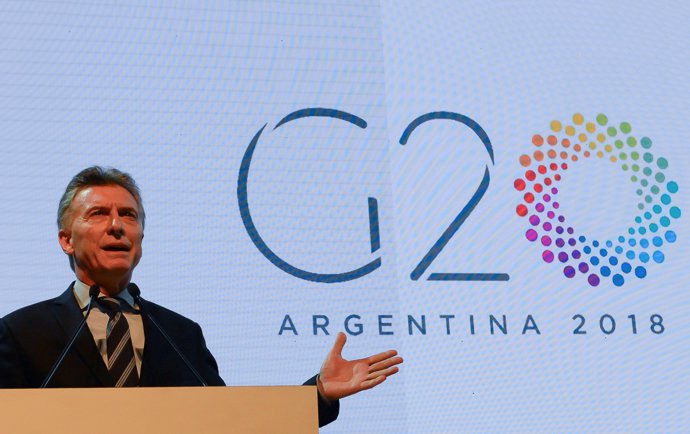 Argentina's President Mauricio Macri speaks during a ceremony to launch Argentin