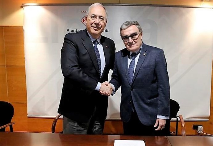 Rector de la UdL, Roberto Fernández; alcalde de Lleida, Àngel Ros