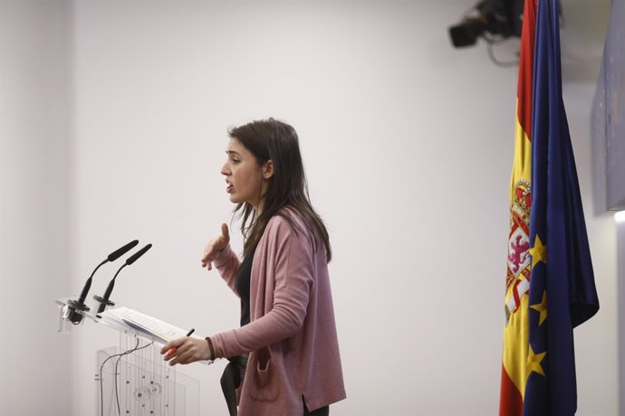 Roda de premsa de la portaveu de Podem al Congrés, Irene Montero