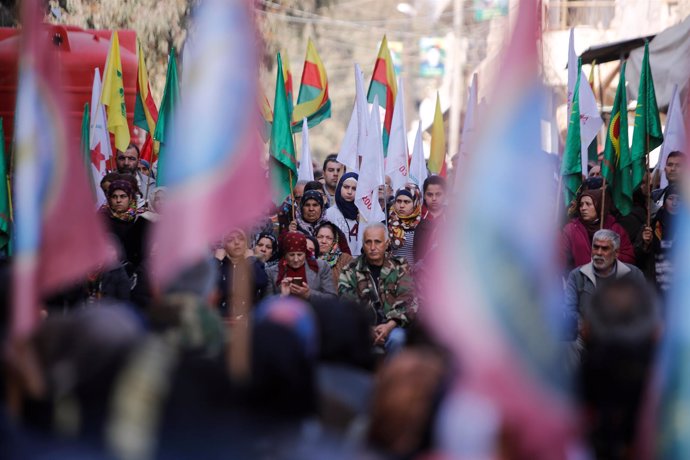 Foto de archivo de una manifestación kurda en Siria.