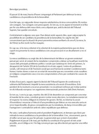 Jordi Sànchez (JxCat) renuncia y acusa al TS de condicionar la soberanía del Parlament