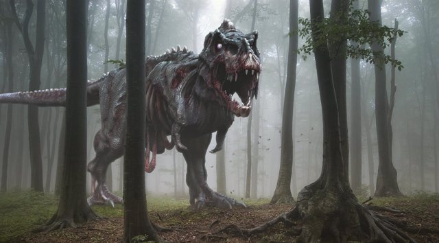 Impresión artística de un T.Rex fósil