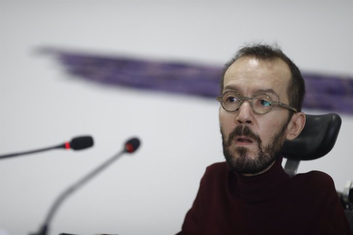 Rueda de prensa de Pablo Echenique en la sede de Podemos