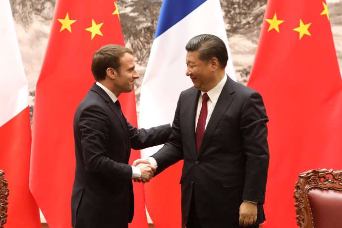 Emmanuel Macron y Xi Jinping