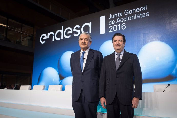 El consejero delegado de Endesa, José Bogas, y el presidente, Borja Prado