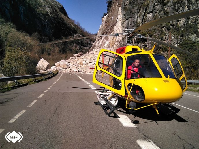 Desprendimiento de rocas en Sobrescobio