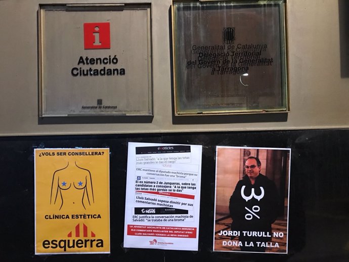 Carteles de la JSC contra Turull y Salvadó en Tarragona