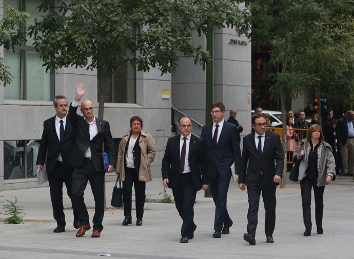 Rull, Forn, Romeva, Turull i Borràs arriben a l'Audiència Nacional per declarar