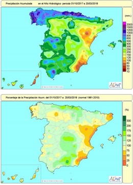 Evolución de las precipitaciones en el año hidrológico 2017-2018