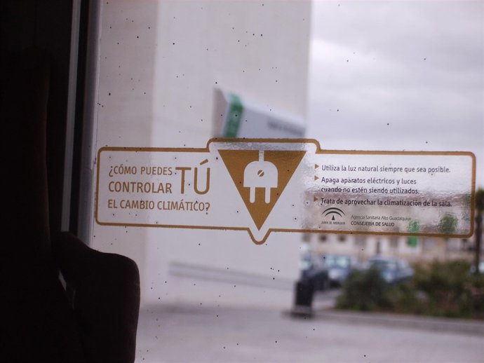 Mensaje contra el cambio climático en un centro de la Agencia Alto Guadalquivir