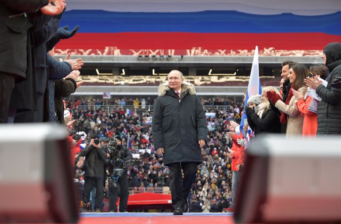 Vladimir Putin durante un acto electoral