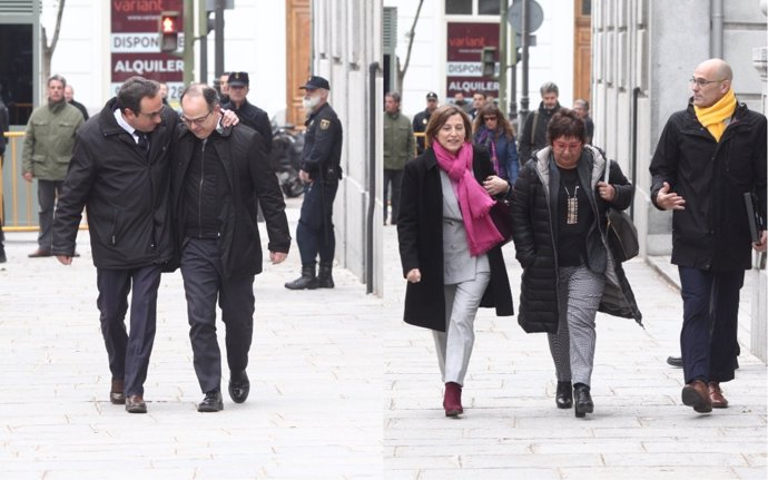 Josep Rull, Jordi Turull, Carme Forcadell, Dolors Bassa y Raül Romeva