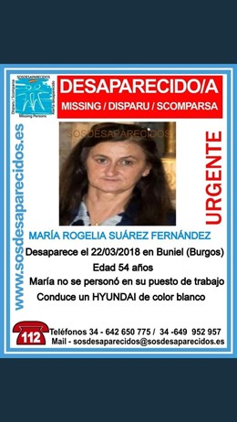 Burgos.- Cartel con el que se busca a la desaparecida