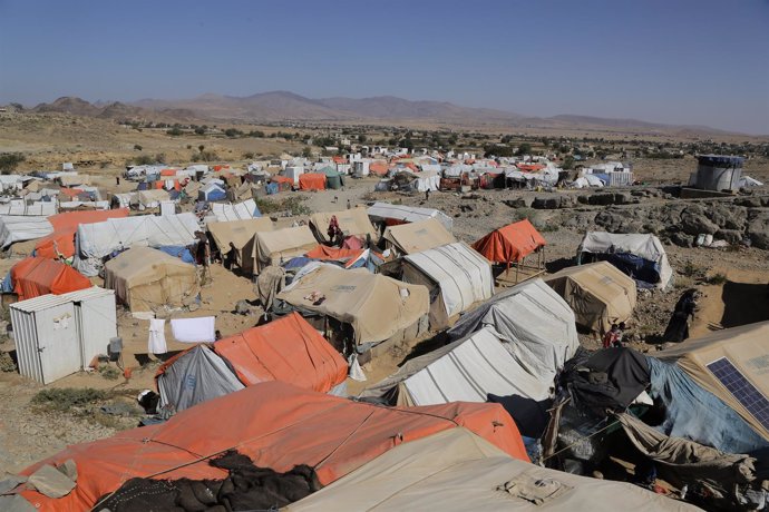Campo de desplazados en Yemen