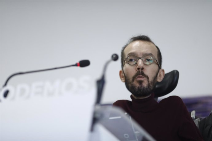 Rueda de prensa de Pablo Echenique en la sede de Podemos