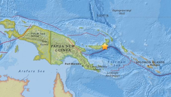Terremoto de magnitud 7 en el este de Papúa Nueva Guinea