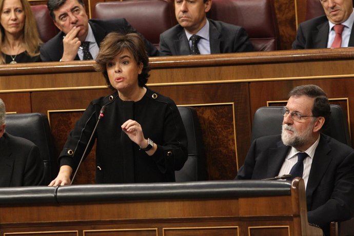 La vicepresidenta Soraya Sáenz de Santamaría, en la sesión de control