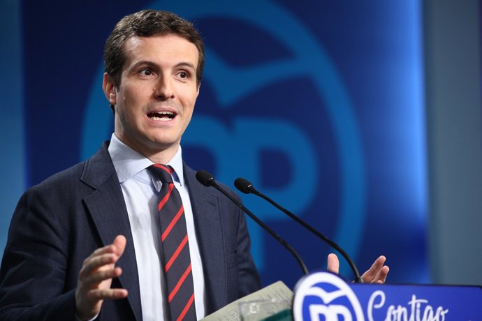 Roda de premsa del sotssecretari de Comunicació del PP, Pablo Casado