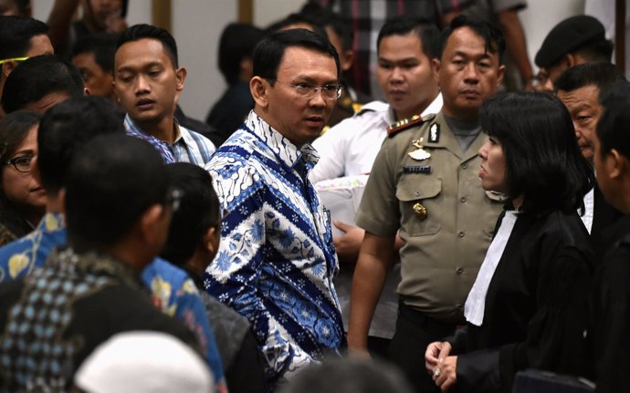 FILE PHOTO: Jakarta's Christian governor Basuki Tjahaja Purnama (L), popularly k