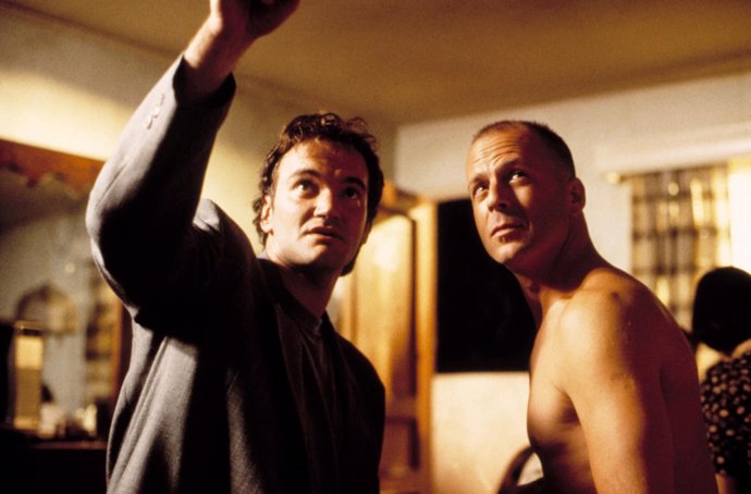 Quentin Tarantino en el rodaje de Pulp Fiction
