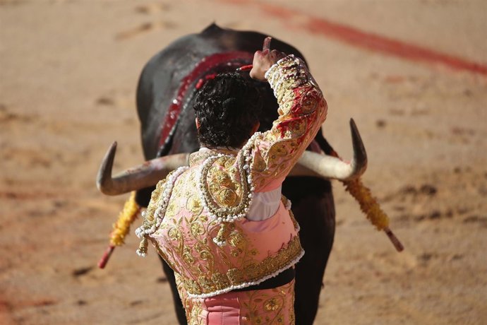 Torero yendo a matar al toro