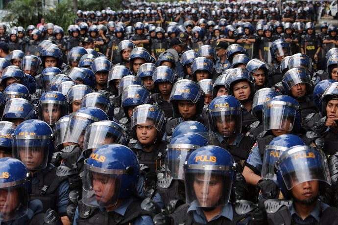 Foto de archivo de las fuerzas antidisturbios de la Policía filipina.