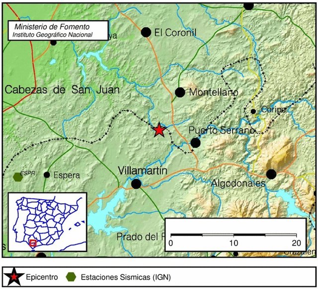 Epicentro del terremoto registrado en Puerto Serrano
