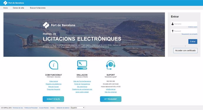 Plataforma licitación electrónica del Puerto de Barcelona
