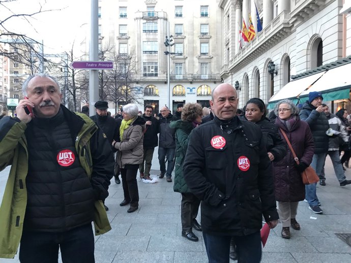 El secretario general de UGT, Pepe Álvares y el de Aragón, Daniel Alastuey