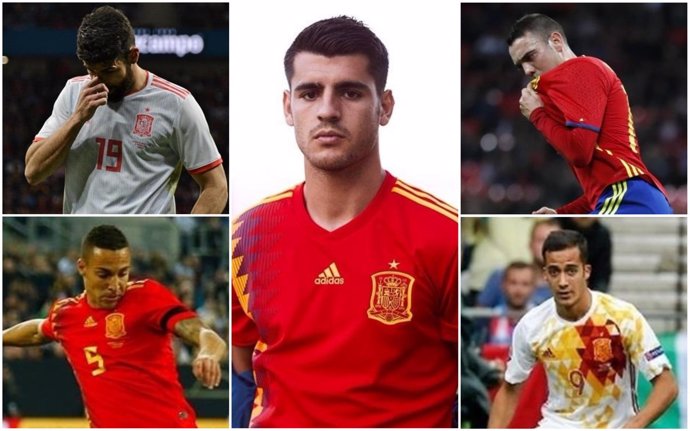 Montaje con delanteros de la selección española