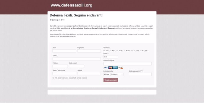 Campaña de donación online de soberanistas con euroórdenes de detención