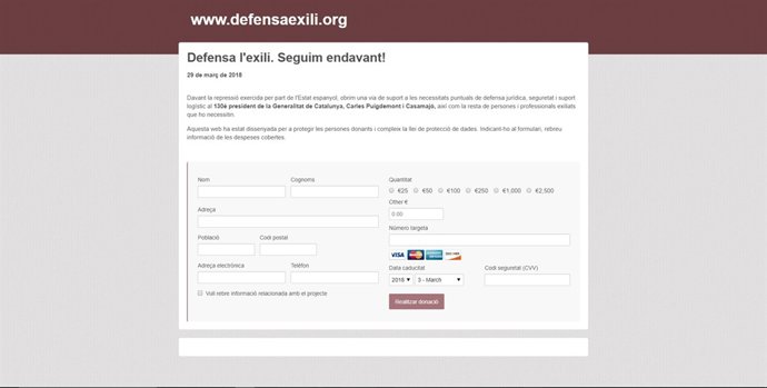 Campanya de donació online de sobiranistes amb euroordres de detenció
