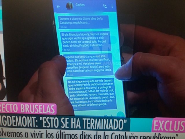 Pantallazo de los mensajes de Puigdemont a Comín